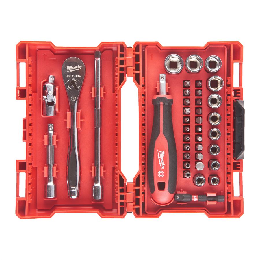 Milwaukee - Ratschen-, Steckschlüsseleinsatz- und Bit-Set 1/4" 38-teilig +++ NICHT MEHR BESTELLBAR +